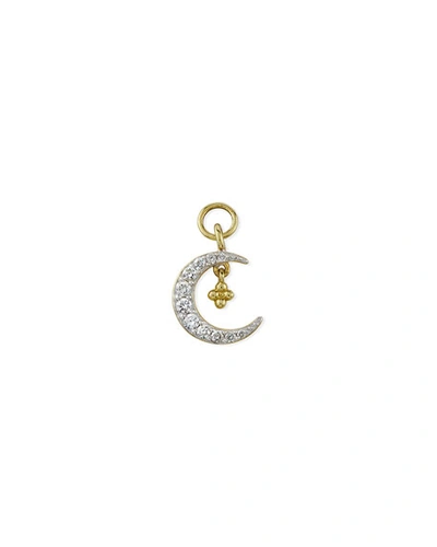 Shop Jude Frances 18k Petite Pave Diamond Crescent Earring Charm, Single, Right In Gold