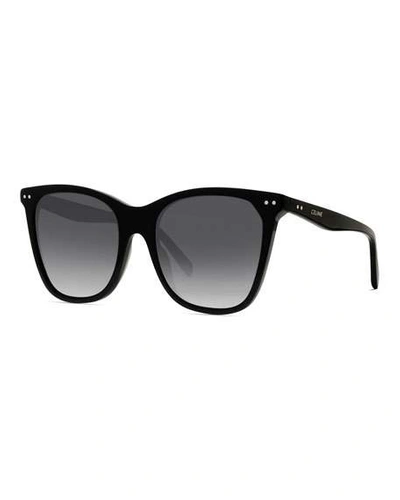 Shop Celine Cat-eye Monochromatic Acetate Sunglasses In Black