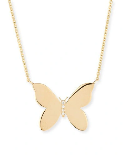 Shop Sydney Evan 14k Plain Butterfly Necklace W/ Diamonds In Gold