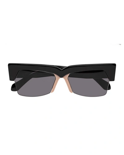 Shop Karen Walker Ezra Semi-rimless Cat-eye Sunglasses In Black/blush/smoke
