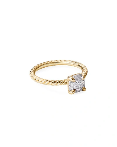Shop David Yurman Chatelaine Ring In 18k Yellow Gold With Full Pave Diamonds