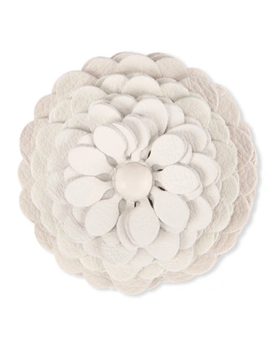 Shop Loewe Leather Flower Brooch In White