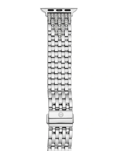 Shop Michele 38mm 7-link Stainless Steel Diamond Bracelet For Apple Watch In Silver