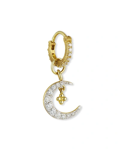 Shop Jude Frances 18k Petite Pave Diamond Crescent Earring Charm, Single, Left In Gold