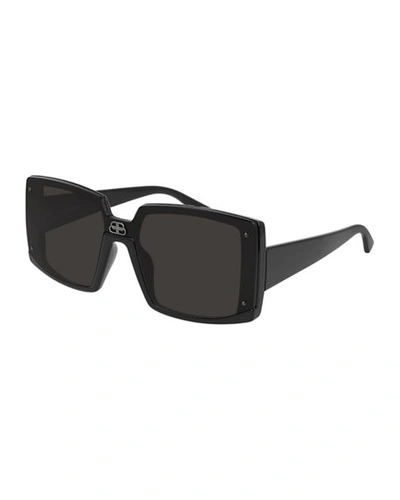 Shop Balenciaga Rectangle Shield Sunglasses In Black