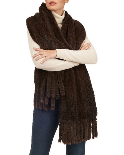 Shop Gorski S-cut Mink Fur Stole W/ Fringe Trim In Brown