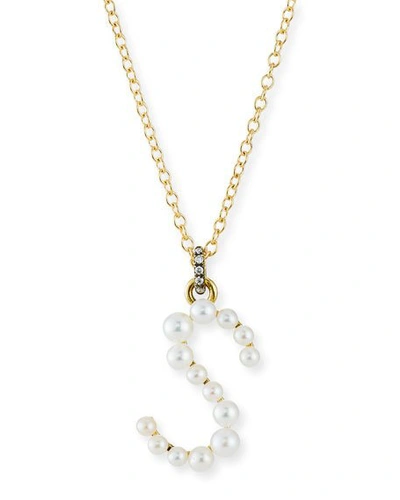 Shop Jemma Wynne Prive 18k Pearl Letter S Necklace