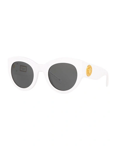 Shop Versace Acetate Monochromatic Cat-eye Sunglasses In White