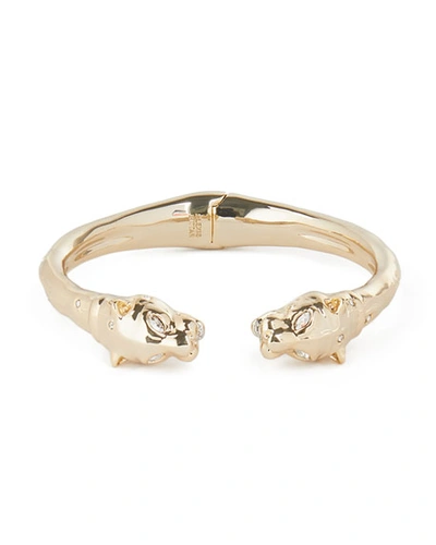 Shop Alexis Bittar Face To Face Panther Hinge Bracelet In Gold