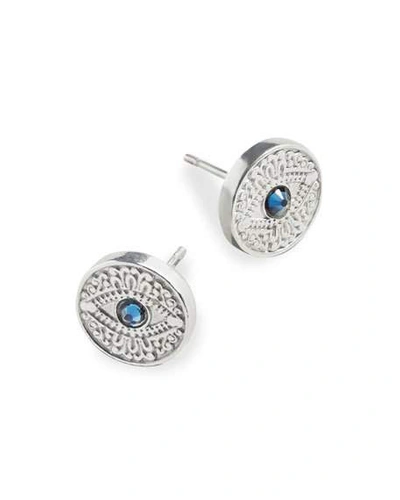 Shop Alex And Ani Evil Eye Post Earrings, Blue/silver