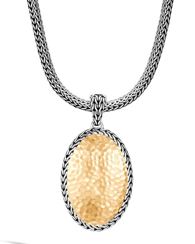 Shop John Hardy Classic Chain Hammered Two-tone Oval Pendant In Two Tone