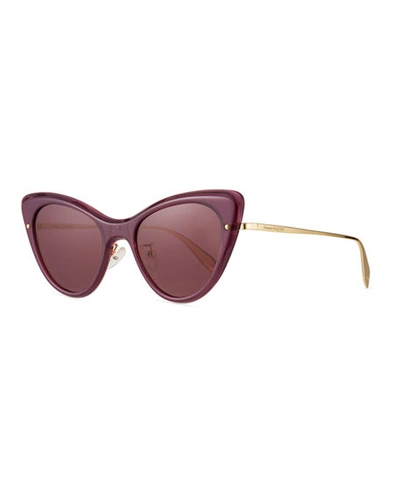 Shop Alexander Mcqueen Cat-eye Acetate Sunglasses In Violet