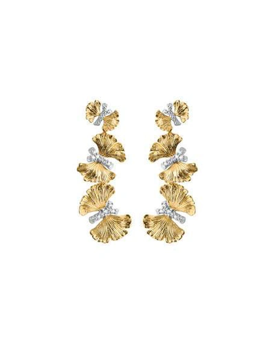 Shop Michael Aram Butterfly Ginkgo Triple Drop Earrings With Diamonds