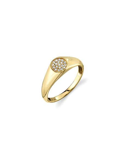 Shop Sydney Evan 14k Round Diamond Signet Pinky Ring In Gold