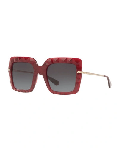 Shop Dolce & Gabbana Square Faceted Sunglasses In Red