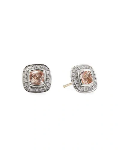 Shop David Yurman Petite Albion Earrings With Gemstone And Diamonds In Morganite