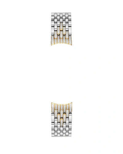 Shop Michele 14mm Sidney Classic 7-link Taper Two-tone Bracelet W/ Diamonds In Silver