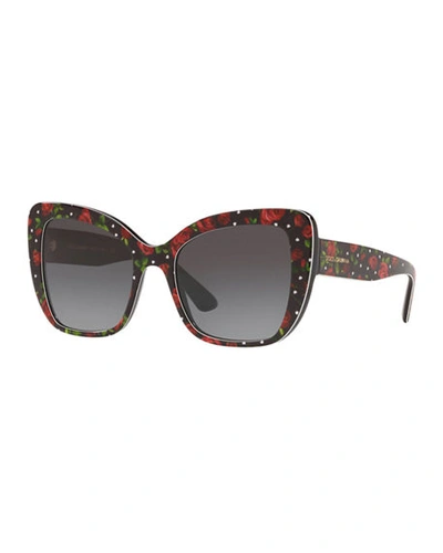 Shop Dolce & Gabbana Acetate Butterfly Sunglasses In Rose Print