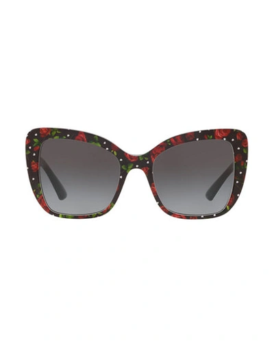 Shop Dolce & Gabbana Acetate Butterfly Sunglasses In Rose Print