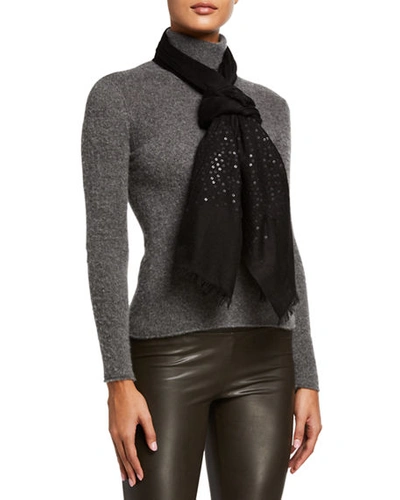 Shop Sofia Cashmere Lightweight Sequins Cashmere Wrap In Black