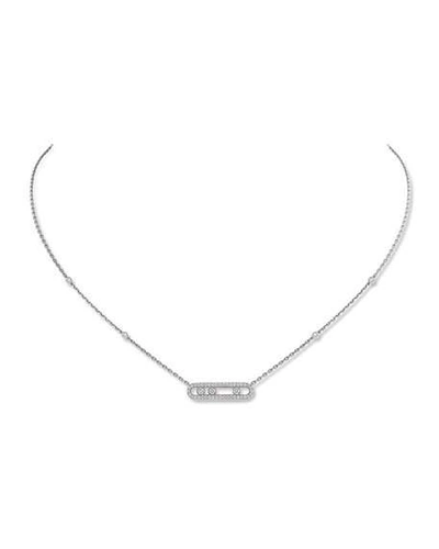Shop Messika Baby Move 18k White Gold Diamond Pave Necklace