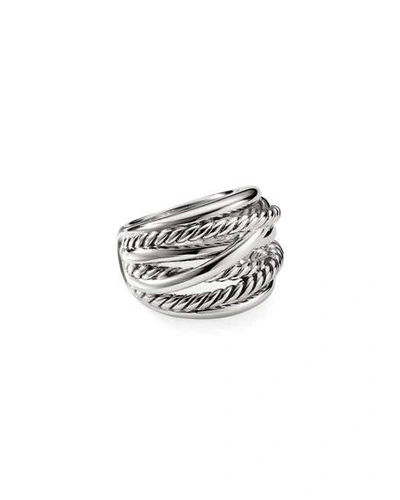 Shop David Yurman Chubby Crossover Wide Ring In Silver