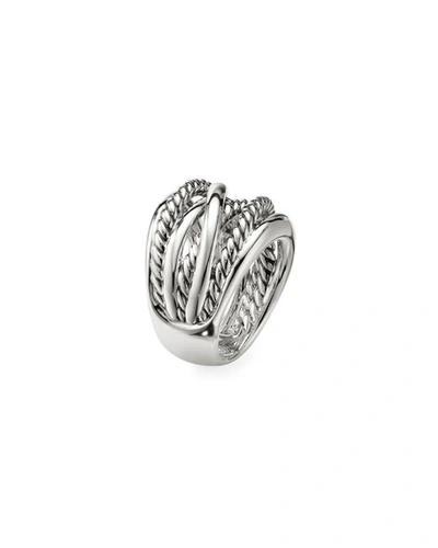 Shop David Yurman Chubby Crossover Wide Ring In Silver