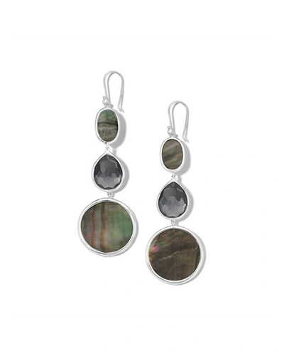 Shop Ippolita Polished Rock Candy Oval-teardrop Earrings In Gray Pattern