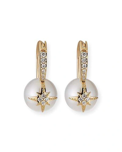 Shop Sydney Evan 14k Diamond Starburst Pearl Earrings In Gold