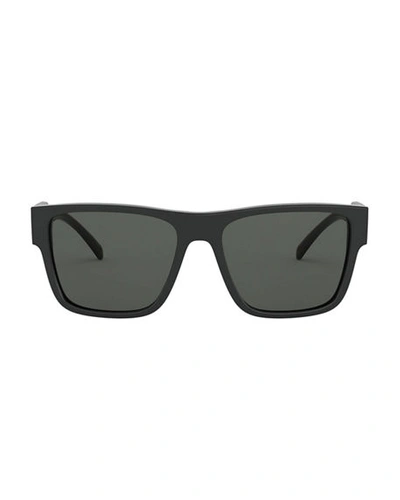 Shop Versace Rectangle Acetate Sunglasses In Black