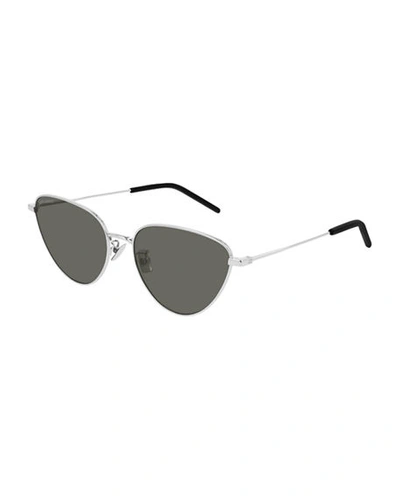 Shop Saint Laurent Metal Cat-eye Sunglasses In Silver