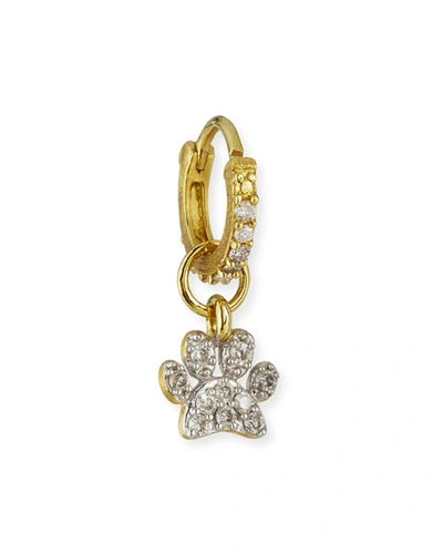 Shop Jude Frances 18k Petite Diamond Pave Paw Earring Charm, Single In Gold