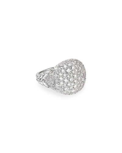 Shop David Yurman Chevron Pave Diamond Pinky Ring In 18k White Gold
