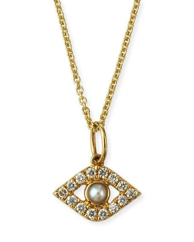Shop Sydney Evan 14k Diamond Evil Eye And Pearl Necklace In Gold