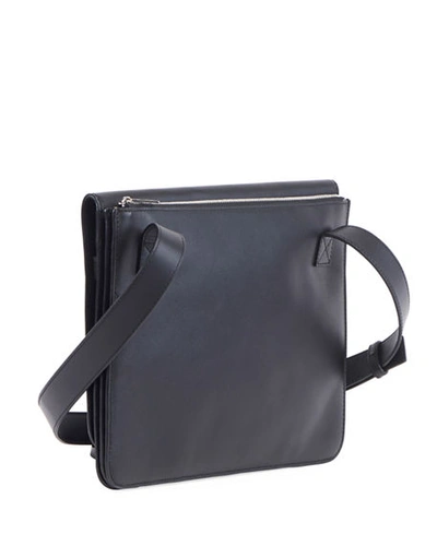 Shop Loewe Men's Flat Leather Messenger Bag In Black