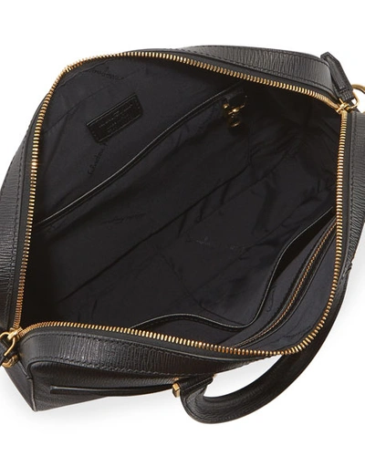 Shop Ferragamo Men's Textured-leather Toiletry Bag In Black
