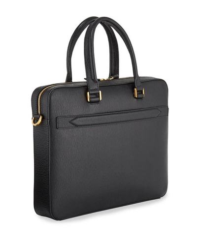 Shop Ferragamo Men's Textured-leather Toiletry Bag In Black