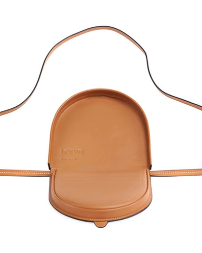 Shop Loewe Men's Heel Small Leather Crossbody Pouch Bag In Tan