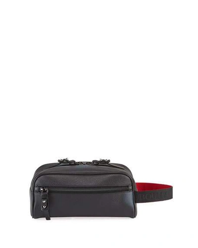 Shop Christian Louboutin Men's Blaster Leather Toiletry Bag In Black