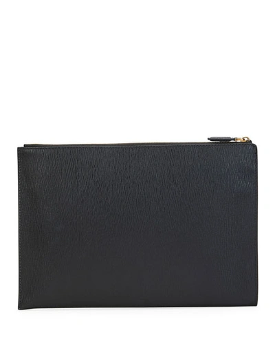 Shop Ferragamo Men's Textured Leather Portfolio Briefcase In Blue