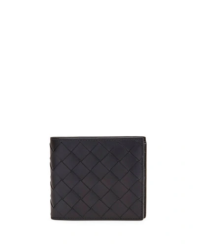 Shop Bottega Veneta Men's Intrecciato Leather Bifold Wallet In Black