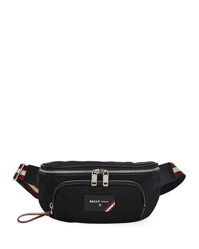 Shop Bally Men's Trainspotting Belt Bag W/ Leather Trim In Black