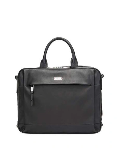 Shop Bally Men's Vaud Nylon/leather Briefcase In Black