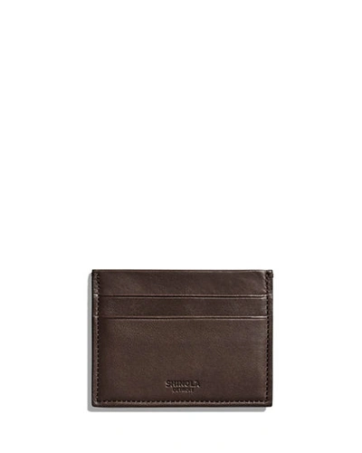 Shop Shinola Men's Heritage Leather Card Case In Dark Brown
