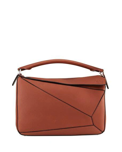 Shop Loewe Men's Puzzle Leather Crossbody/shoulder Bag In Brown