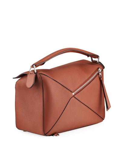 Shop Loewe Men's Puzzle Leather Crossbody/shoulder Bag In Brown