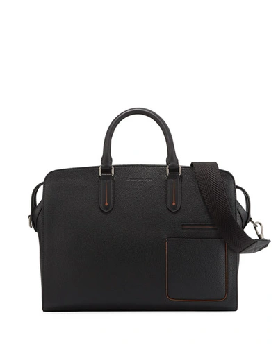 Shop Ermenegildo Zegna Men's Large Leather Blazer Briefcase In Black