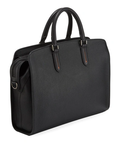 Shop Ermenegildo Zegna Men's Large Leather Blazer Briefcase In Black