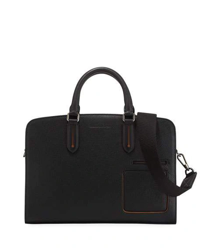 Shop Ermenegildo Zegna Men's Blazer Leather Briefcase In Black