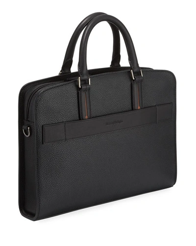 Shop Ermenegildo Zegna Men's Blazer Leather Briefcase In Black